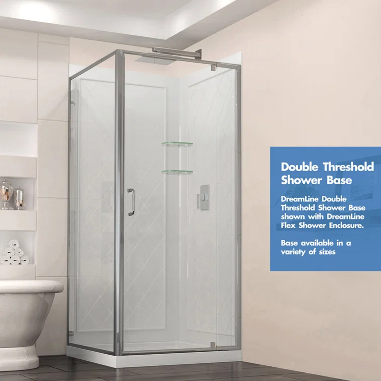 SlimLine 36" W x 36" D Double Threshold Shower Base