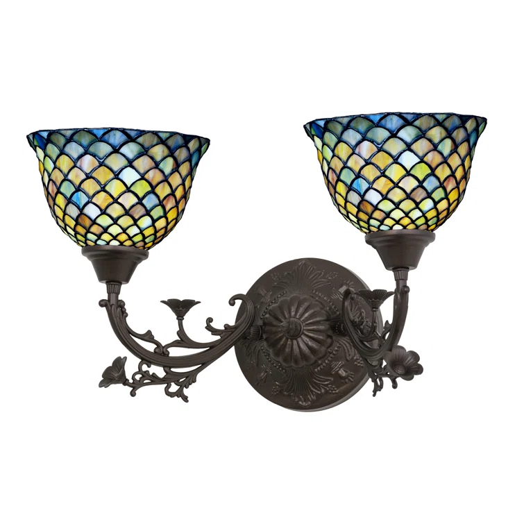 Meyda Lighting 21"W Tiffany Fishscale 2 LT Wall Sconce