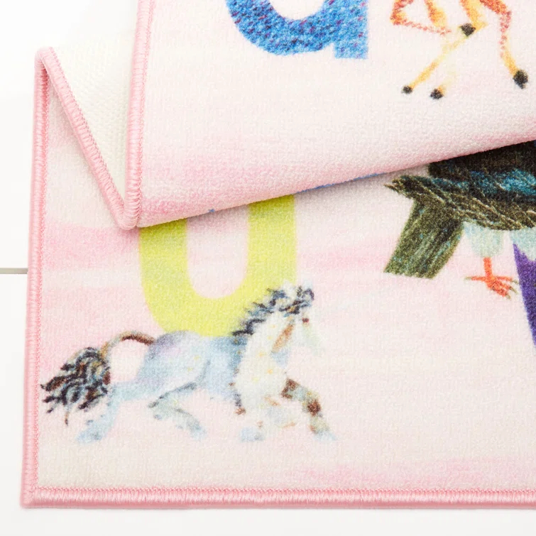 Eric Carle Alphabet Zoo Graphic/Print Pink Area Rug