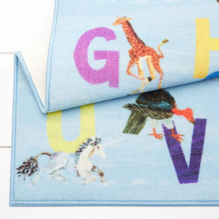 Eric Carle Alphabet Zoo Blue Area Rug