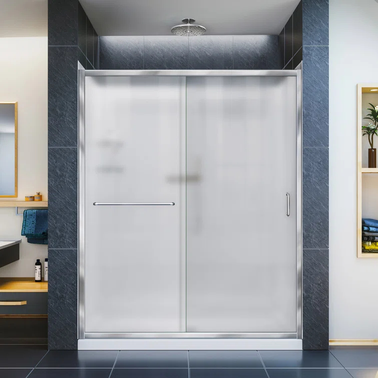 Infinity-Z 60" x 76.75" Rectangle Sliding Shower Enclosure with Base Included