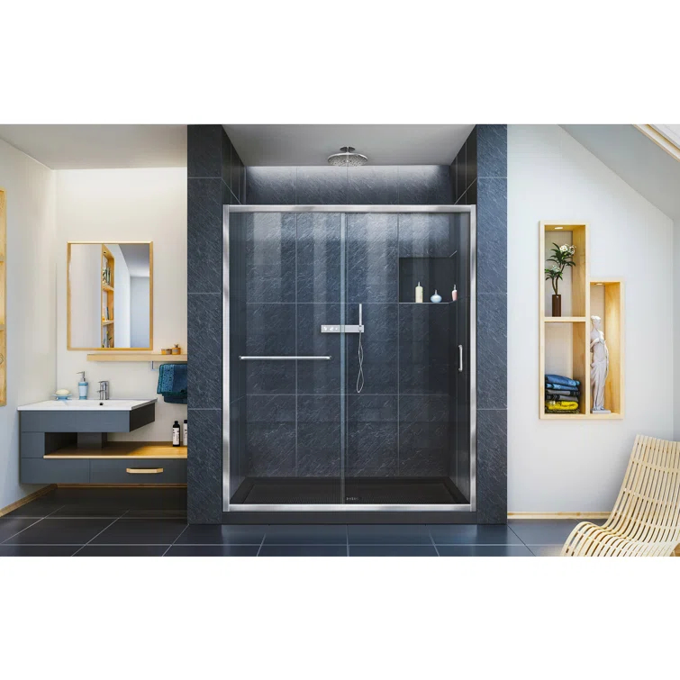 Infinity-Z 60" W x 74.75" H Framed Sliding Shower Kit
