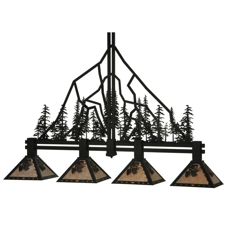 Meyda Lighting Rustic Lodge 4 - Light Black Kitchen Island Pendant