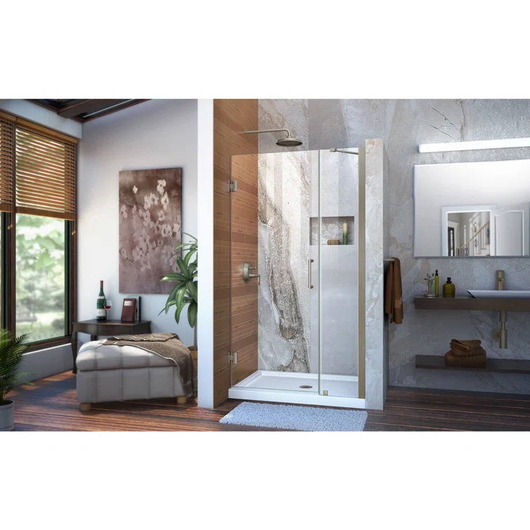 Unidoor 39" W x 72" HHinged Frameless Shower Door with ClearMax™ Technology