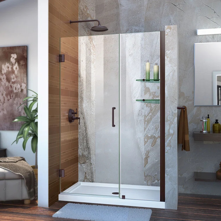 DreamLine Unidoor 46" W x 72" H Hinged Frameless Shower Door with Clearmax™ Technology SHDR-20467210S-06