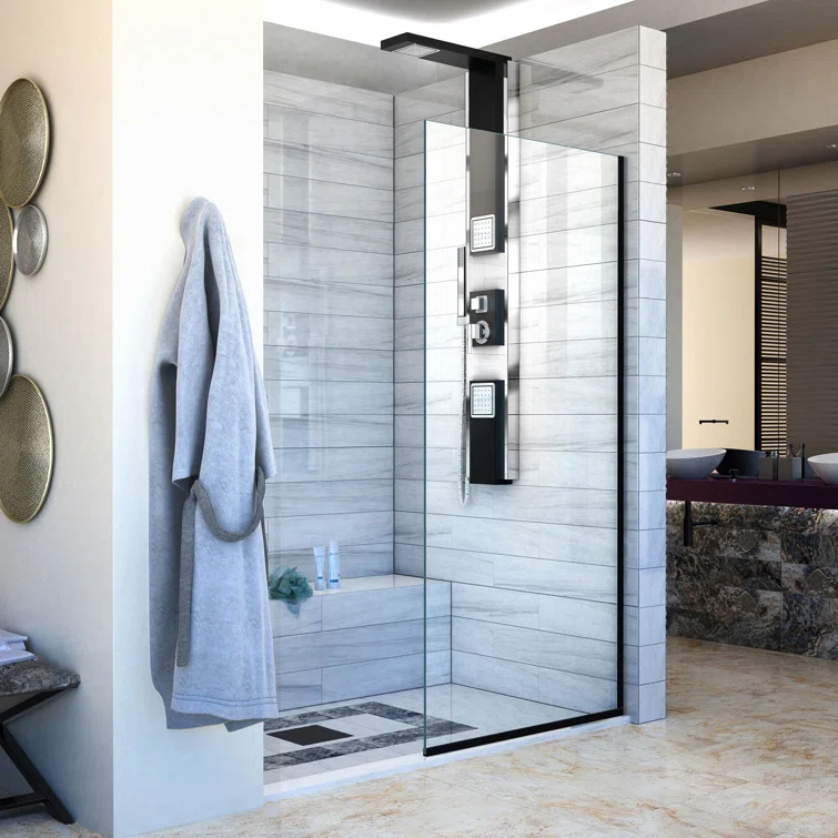Linea 34" W x 72" H Frameless Fixed Glass Panel