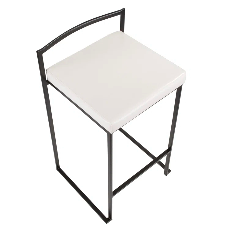 Fuji Stackable Stool Metal with Faux Leather Cushion