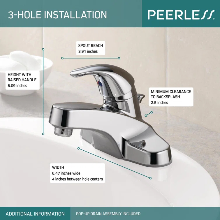 Core Centerset Bathroom Faucet with Drain Assembly, 2-handle Bathroom Sink Faucet