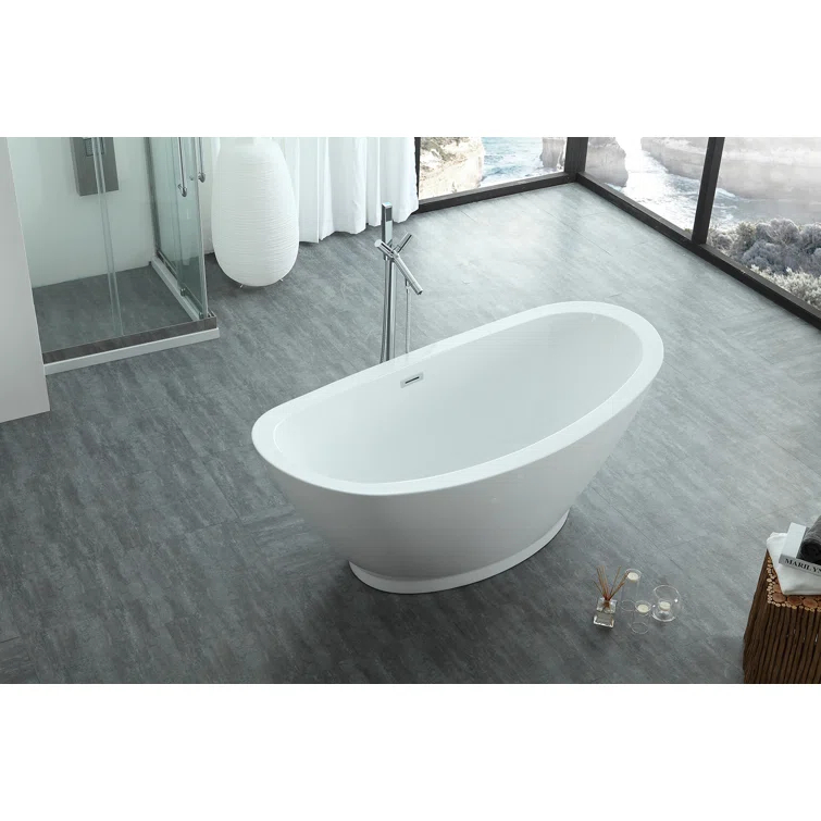Iris 68.5'' x 33.46'' Freestanding Soaking Acrylic Bathtub