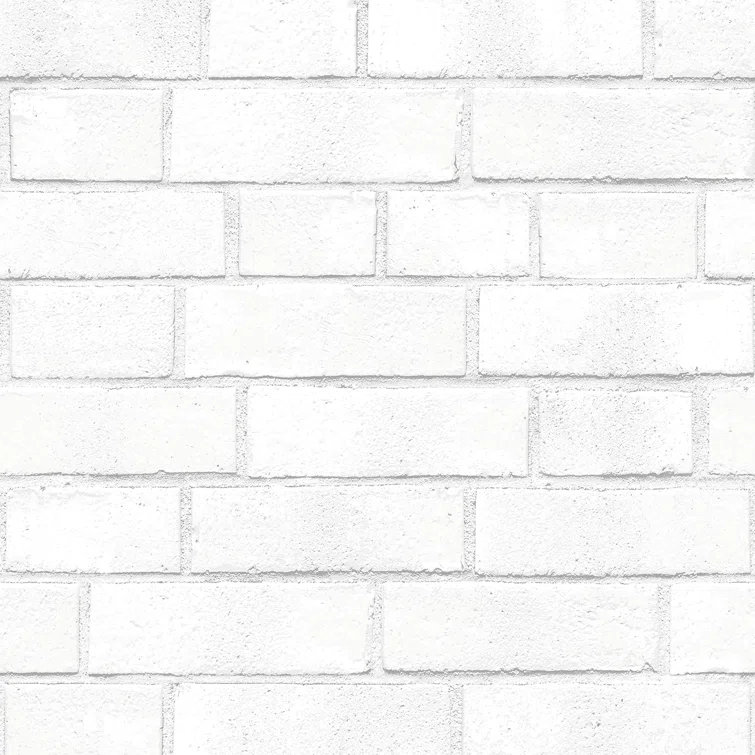 Tempaper Textured Faux Brick White Peel and Stick Wallpaper, 20.5" x 16.5'