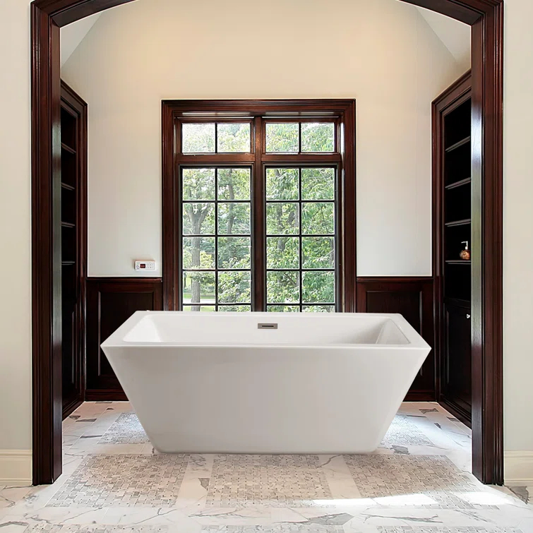 Streamline Bath 1529 mm x 701 mm Freestanding Roll Top Bathtub N-320-60FSWH-FM