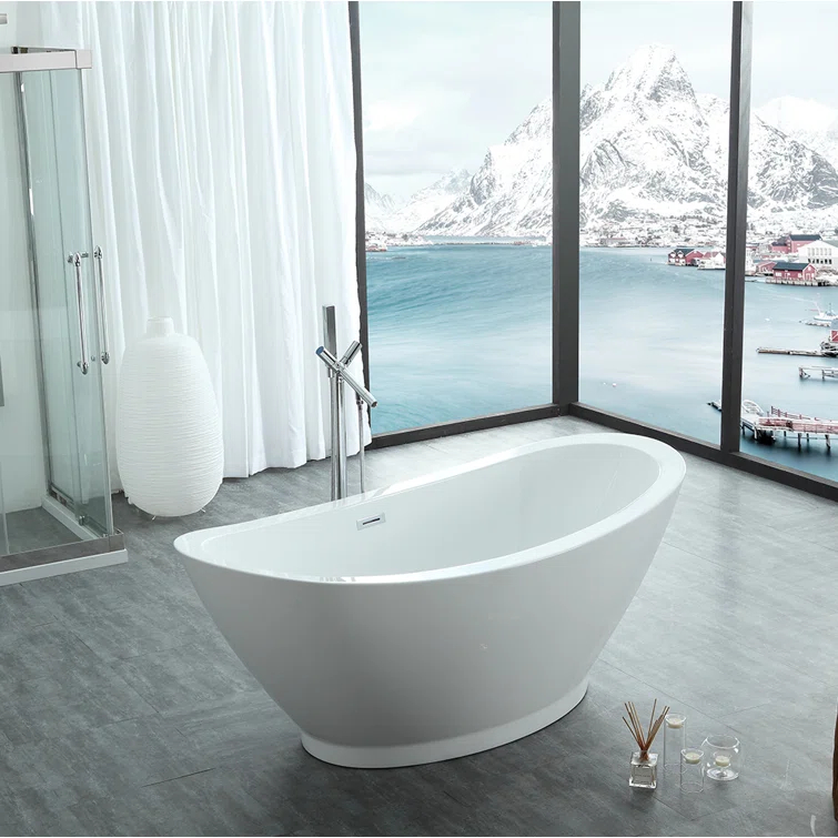 Iris 68.5'' x 33.46'' Freestanding Soaking Acrylic Bathtub