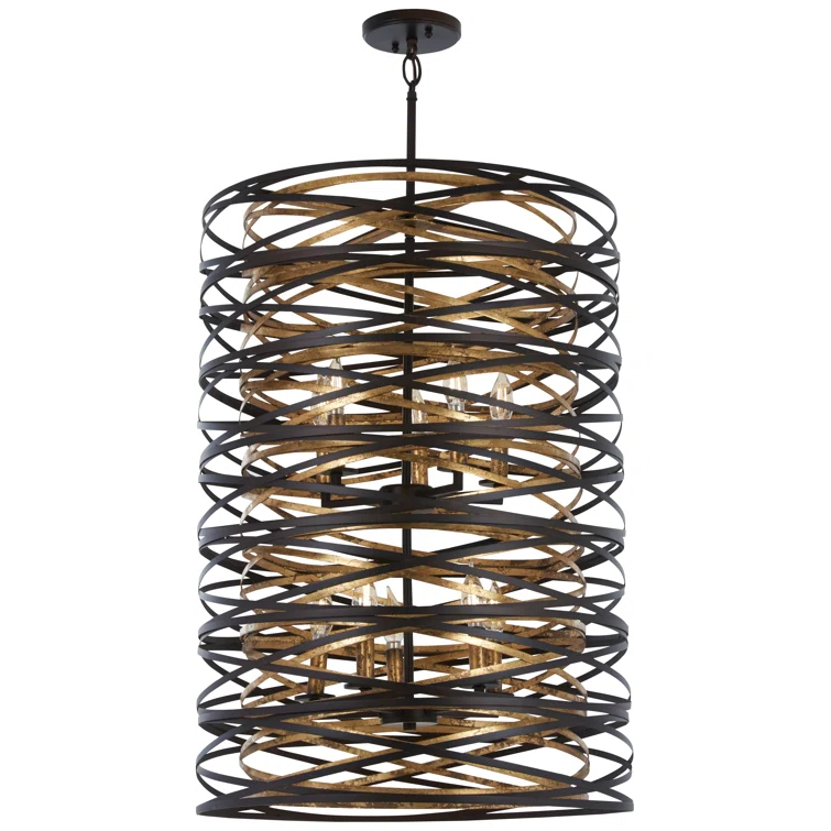 Minka Lavery Vortic Flow 21" Wide Dark Bronze and Gold 10-Light Pendant
