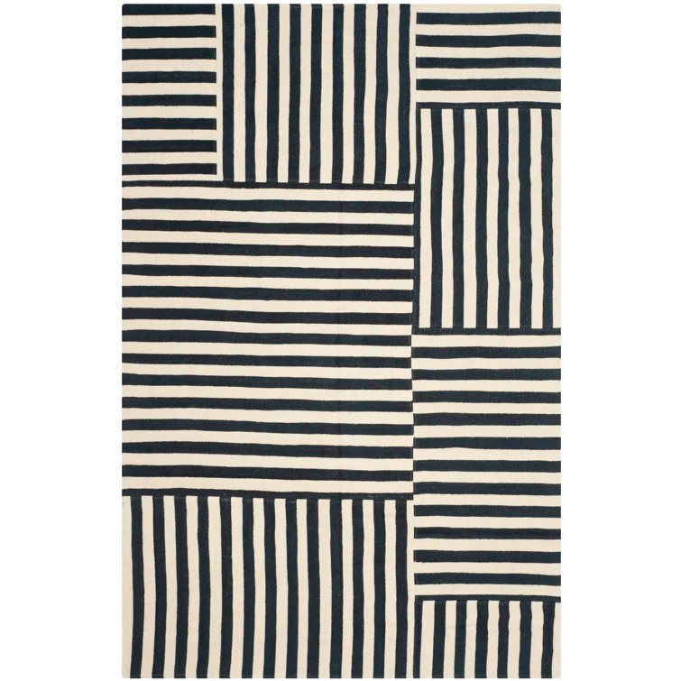 Cinder Stripe Handwoven Wool Rectangular 6' x 9' Rug