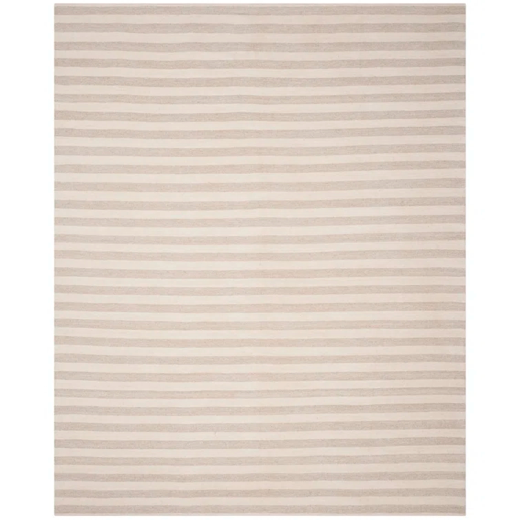 Coastal Tones Handwoven Wool Stripe Area Rug 10' x 14'