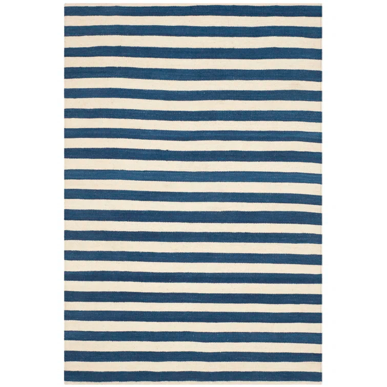 Canyon Stripe Pacific Blue 4' x 6' Handwoven Wool Area Rug