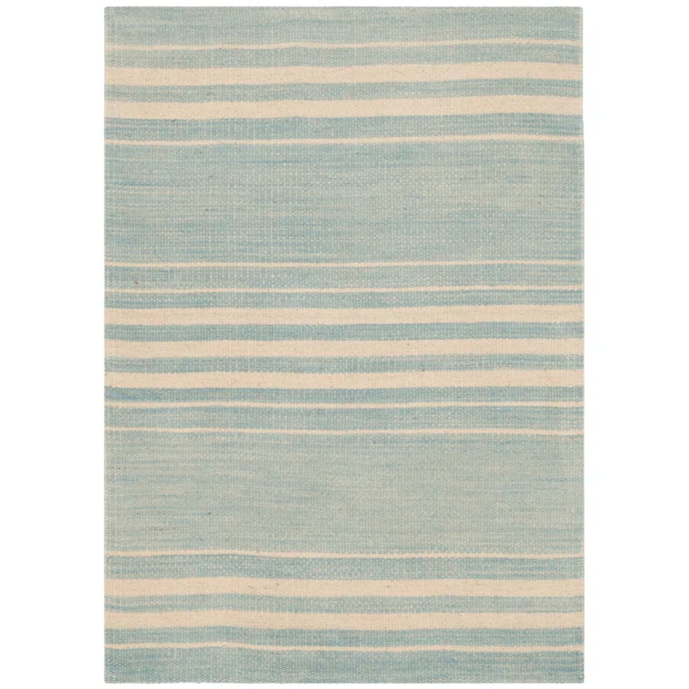 Sky Stripe Handwoven Wool 2' x 3' Rectangular Area Rug