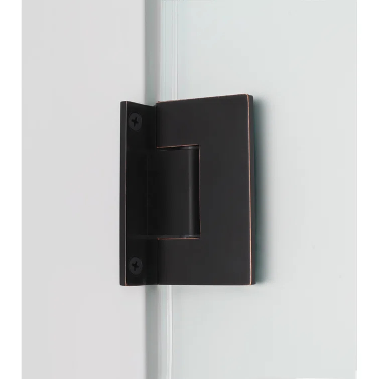 Kinkade XL 37.25" - 37.75" W x 80" HHinged Frameless Shower Door with Ultra-Bright Frosted Glass