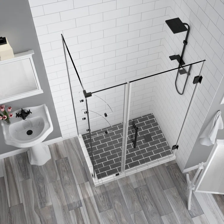 Aston SEN962EZ-MB-372336-10 Bromley GS Frameless 36.38" x 72" Rectangle Hinged Shower Enclosure