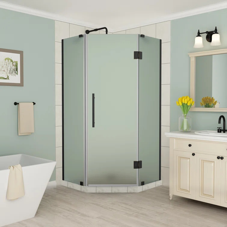 Merrick Frameless 38" x 72" Neo-Angle Hinged Shower Enclosure