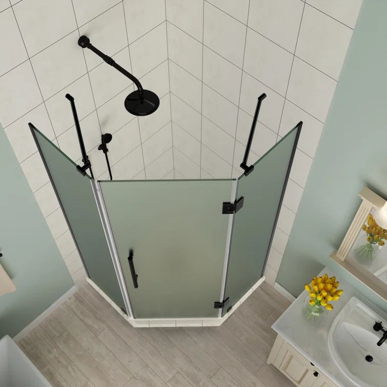 Merrick Frameless 38" x 72" Neo-Angle Hinged Shower Enclosure