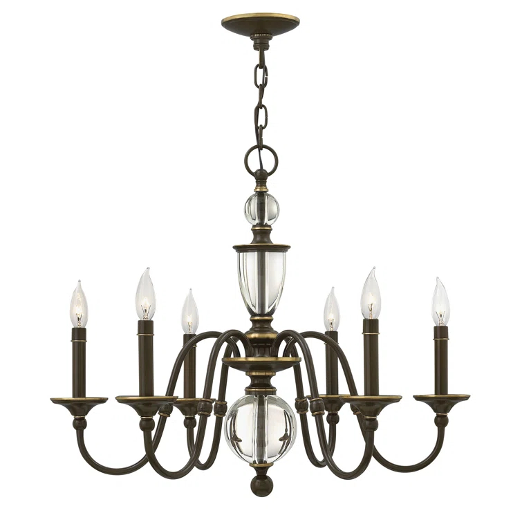 Hinkley Eleanor 6 - Light Candle Style Classic Chandelier with Crystal Accents