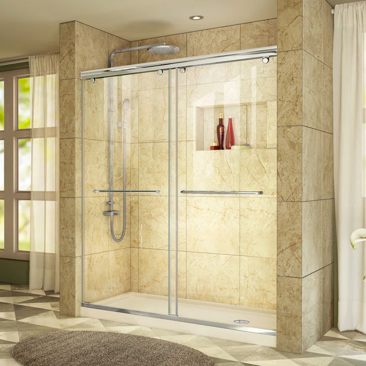 Charisma 60" W x 34" D x 78.75" H Frameless Rectangle Sliding Shower Enclosure with Base Included