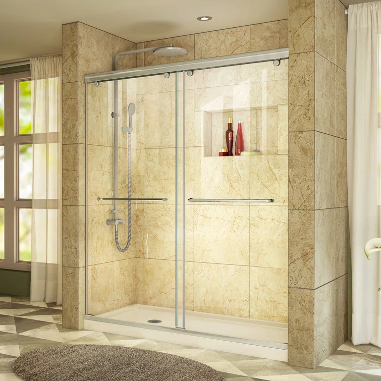 Charisma 60" x 78.75" Rectangle Bypass Sliding Shower Door with Base Included