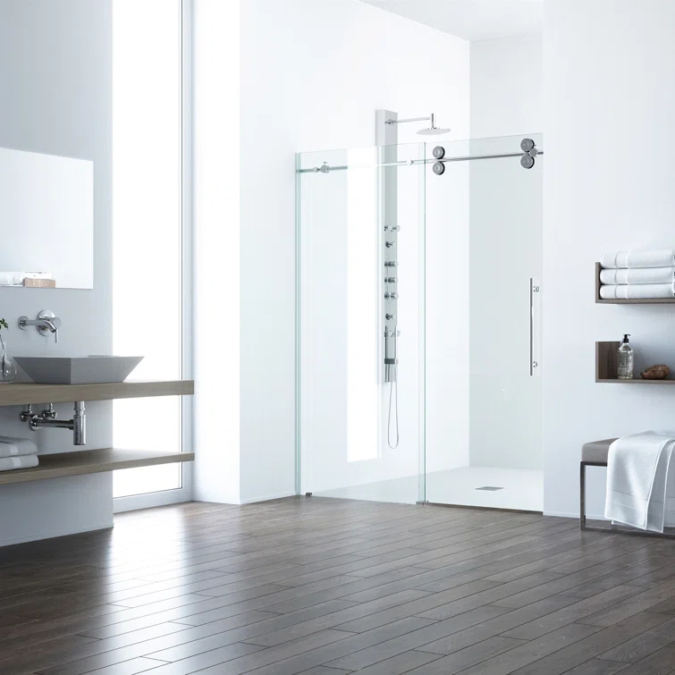 Elan 56-60" W x 74" H Sliding Frameless Shower Door with 3/8" Clear Glass