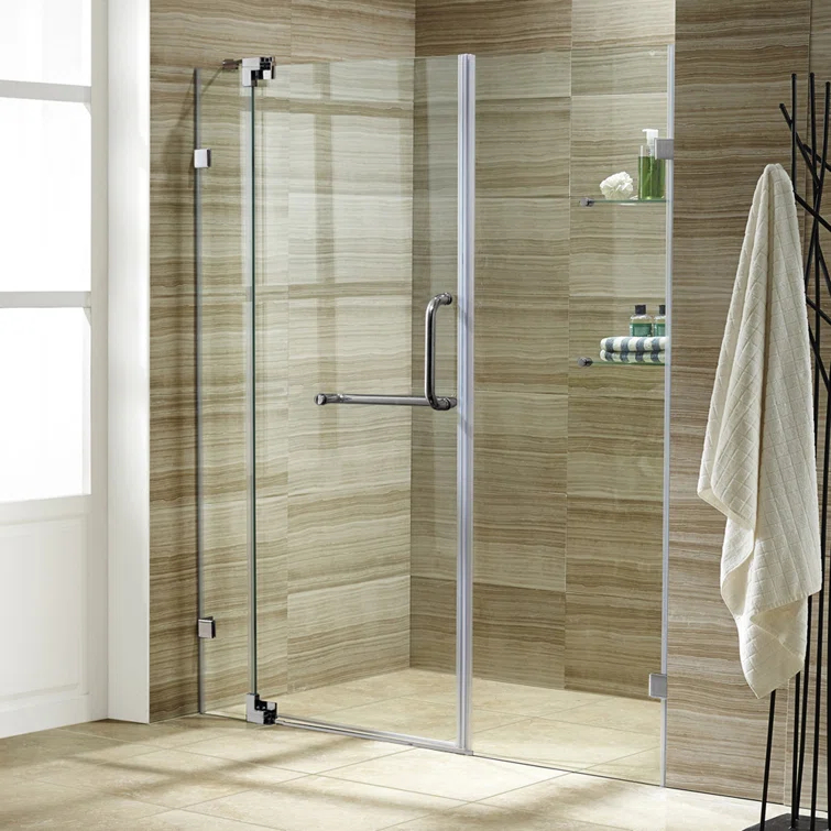 Pirouette 42-48" W x 72" H Pivot Frameless Shower Door with 3/8" Clear Glass
