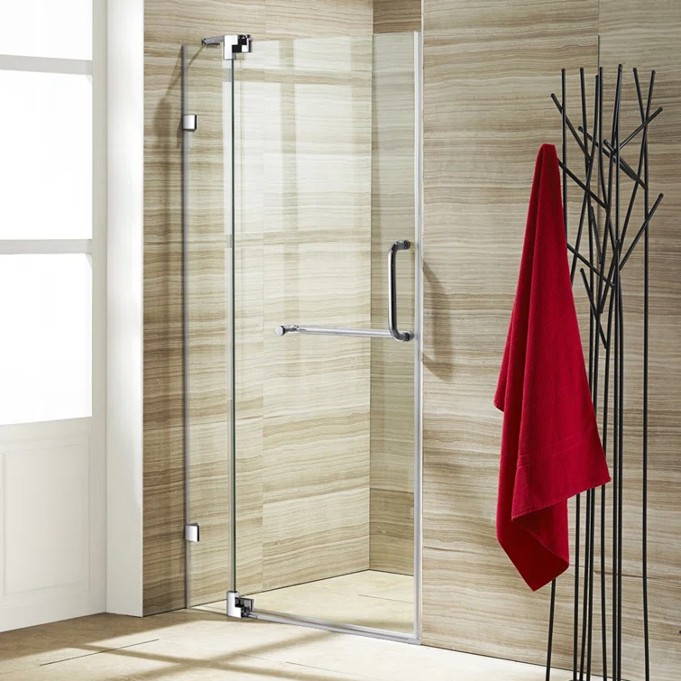 Pirouette 36-42" W x 72" H Pivot Frameless Shower Door with 3/8" Clear Glass