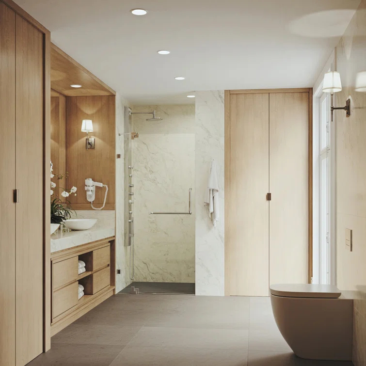 Pirouette 36-42" W x 72" H Pivot Frameless Shower Door with 3/8" Clear Glass