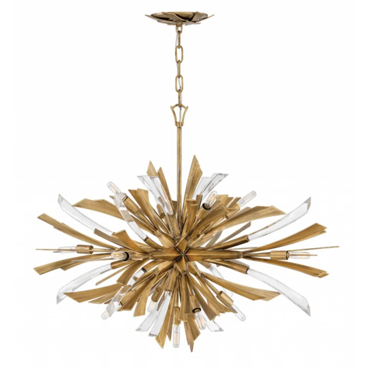 Vida 36" Thirteen-Light Modern Horizontal Hanging Chandelier w/ Crystal Accents