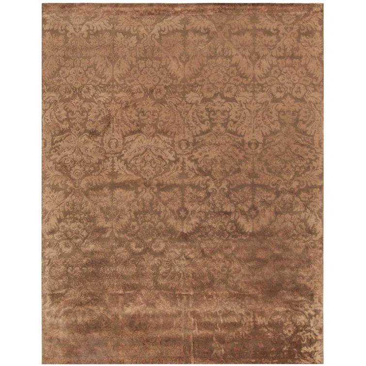 Martha Stewart Hand Tufted Viscos/Wool Damask Rug in Mahogany