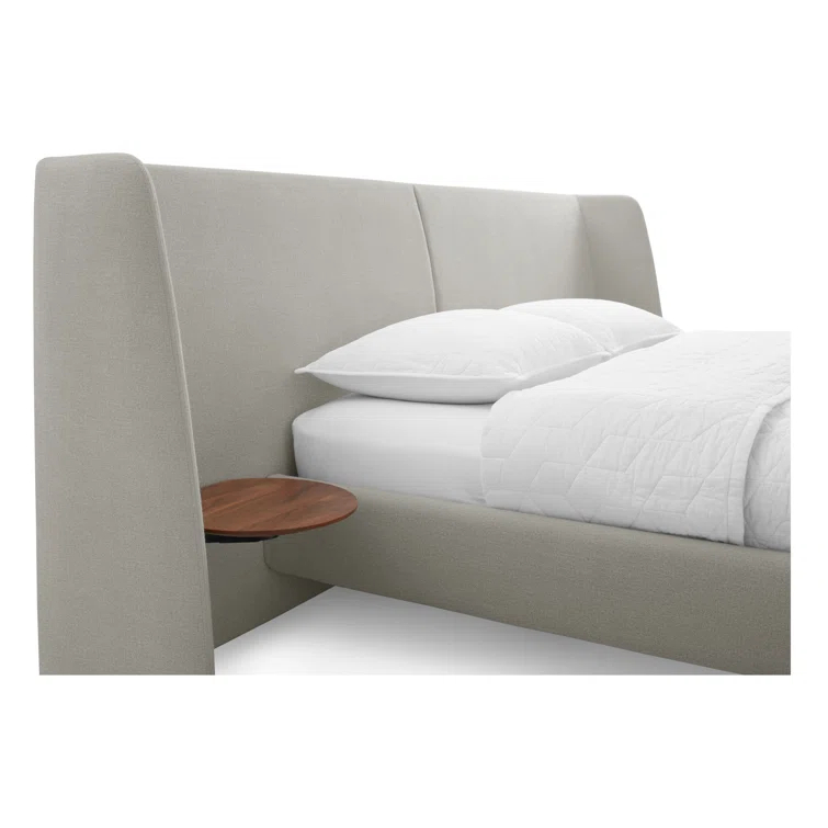 Edwards Light Grey Upholstered Queen Bed with Wood Frame