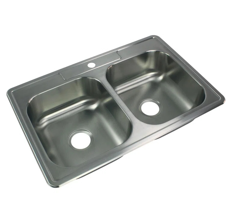 33'' L Drop-In Double Bowl Stainless Steel Kitchen Sink