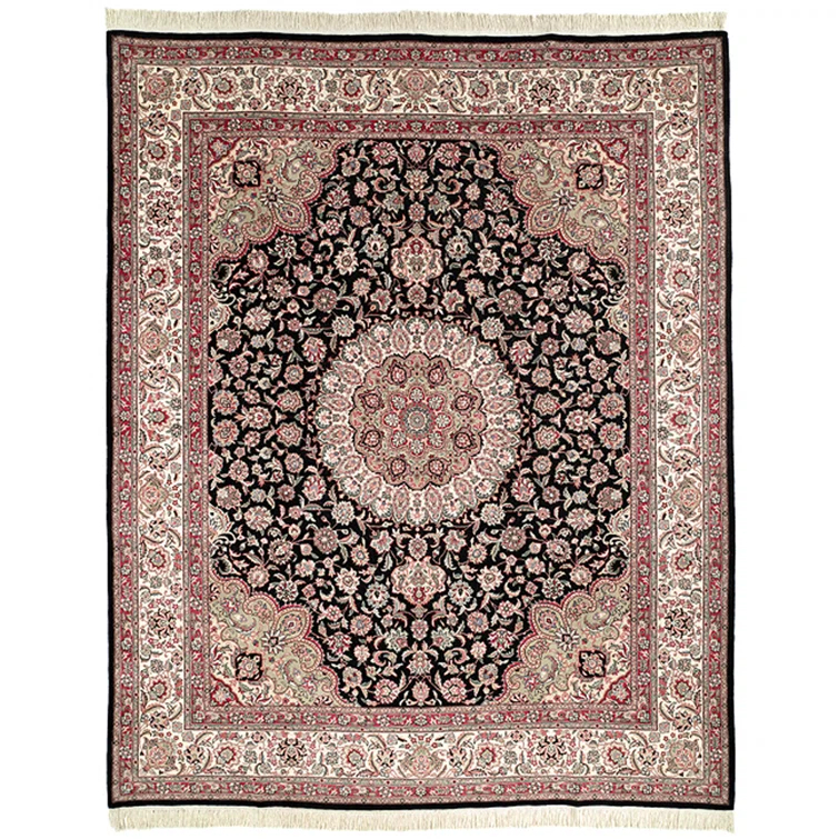 Royal Kerman Wool Pile Oriental Rug in Ivory/Brown/Black