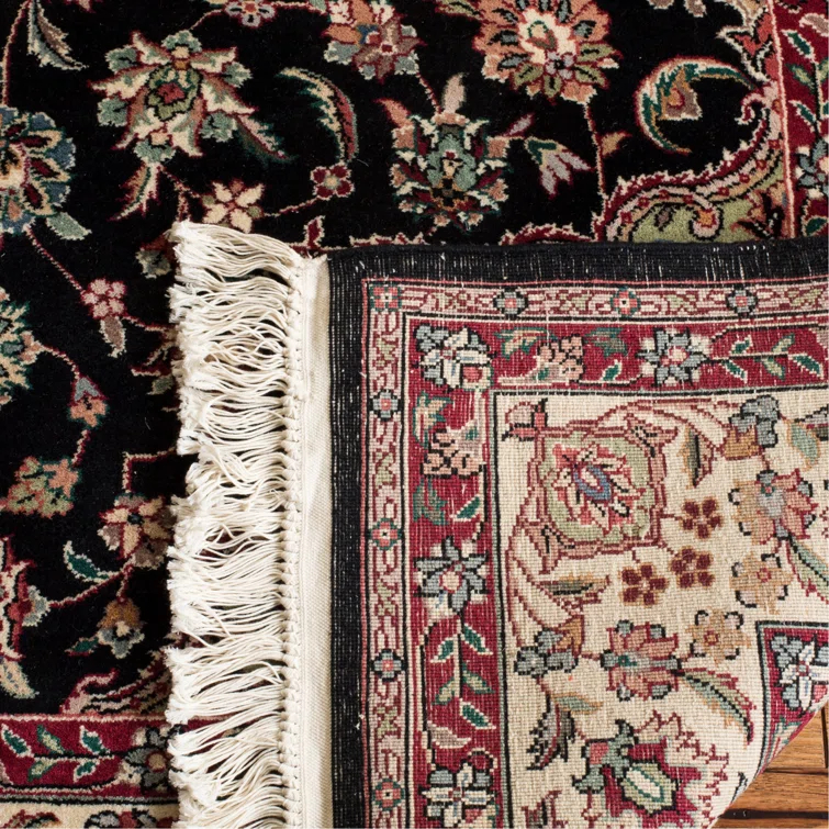 Royal Kerman Wool Pile Oriental Rug in Ivory/Brown/Black
