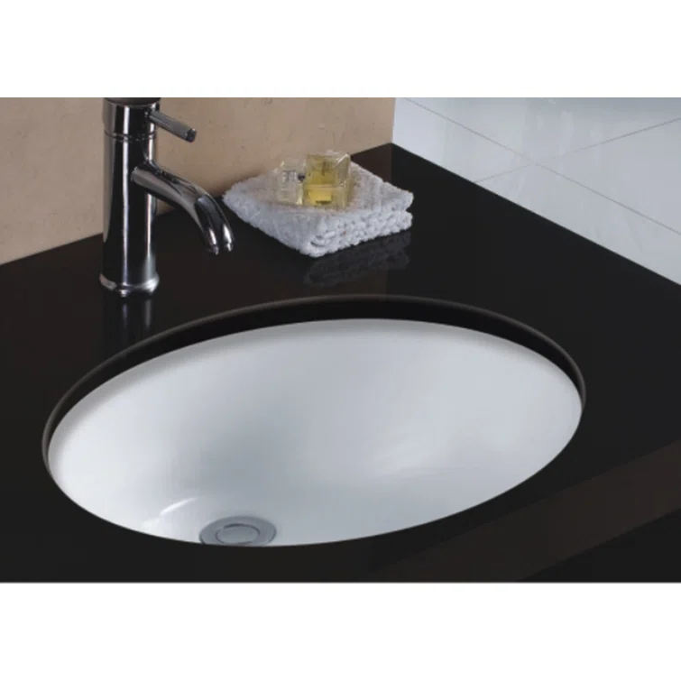 Wells Sinkware Rhythm Series 15.75'' Ceramic Oval Bathroom Sink with Overflow