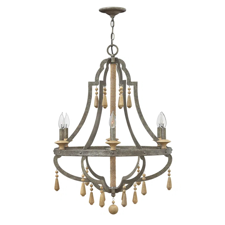 6 - Light Fabric Empire Chandelier