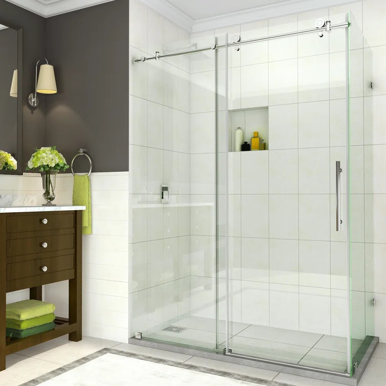 Coraline 56" - 60" W x 33.875" D x 76" H Frameless Sliding Shower Enclosure
