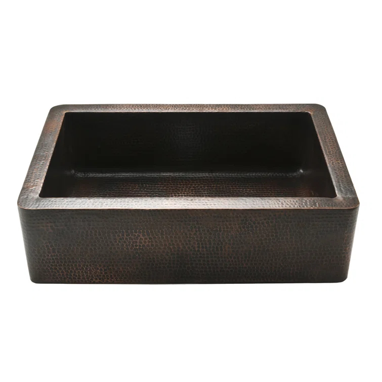 33" Hammered Copper Apron Front Single Basin Kitchen Sink