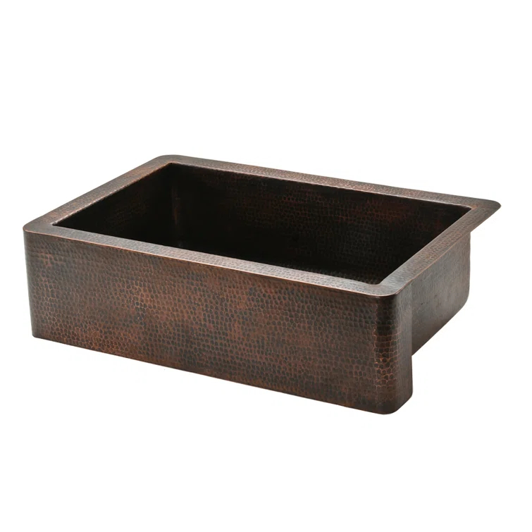 33" Hammered Copper Apron Front Single Basin Kitchen Sink