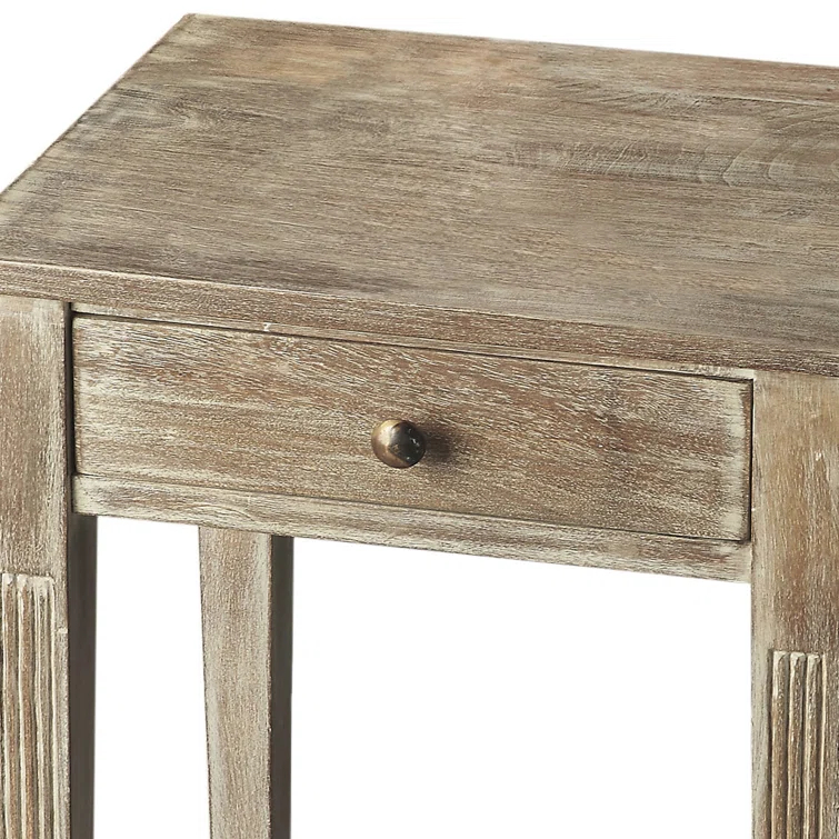 Coastal Chic Acacia Wood Rectangular Side Table with Storage