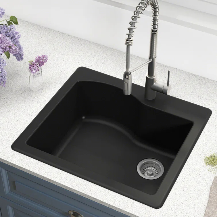 KRAUS Quarza™ 25" L Dual Mount Single Bowl Granite Kitchen Sink