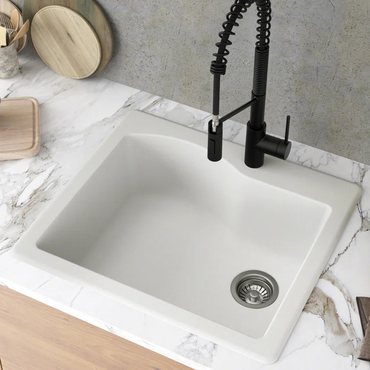 KRAUS Quarza™ 25" L Dual Mount Single Bowl Granite Kitchen Sink