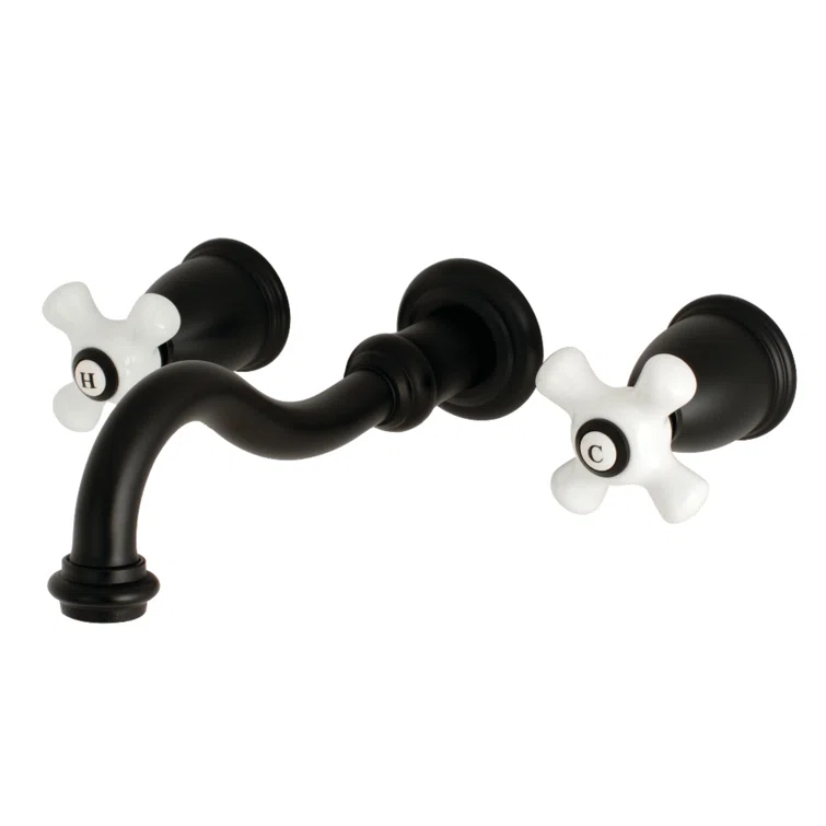 Kingston Brass Vintage Two-Handle 3-Hole Wall Mount Bathroom Faucet