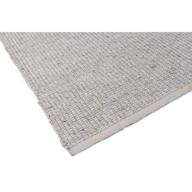 Hesse Hand-Loomed Polyester/Cotton Light Silver Area Rug