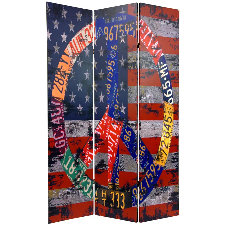 Oriental Furniture 6 ft. Tall Double Sided Americana Room Divider - 3 Panel