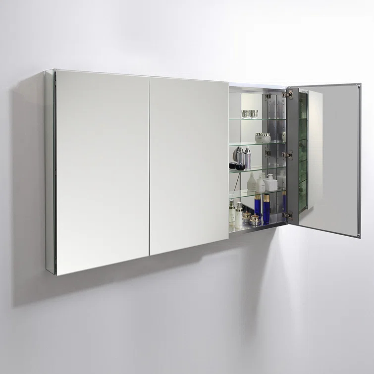 Senza Recessed/Surface Mount Rectangular Frameless Bathroom Medicine Cabinet